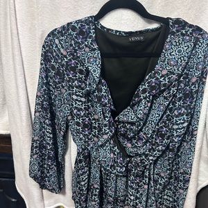 Navy, Floral Blouse